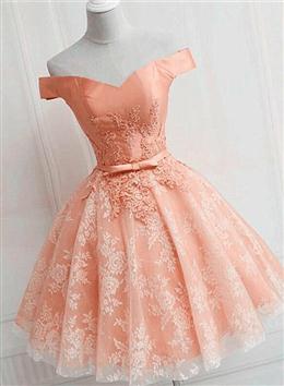 Picture of Cute Lovely Off Shoulder Tulle with Lace Party Dresses, Prom Dresses